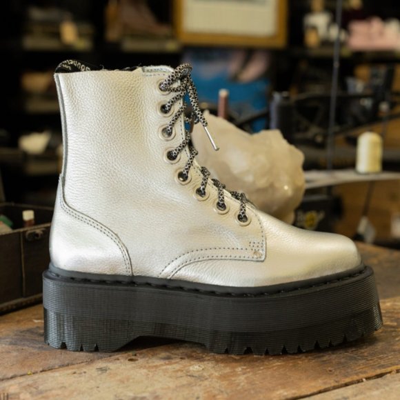 Silver Platform Lace-Up Boots - Picture 5 of 15